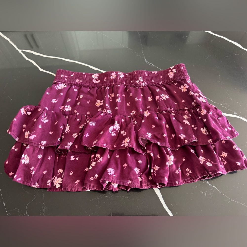 PINK Victoria's Secret Burgundy Floral Skirt - Picture 5 of 6